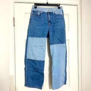 EUC patchwork straight leg jeans mom jeans